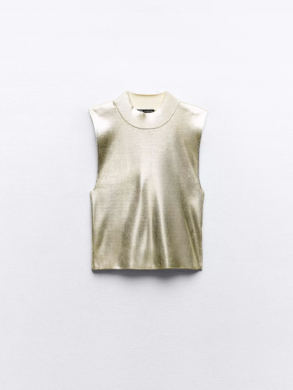 Zara Metallic Sleeveless Mock Neck Tank - Gold